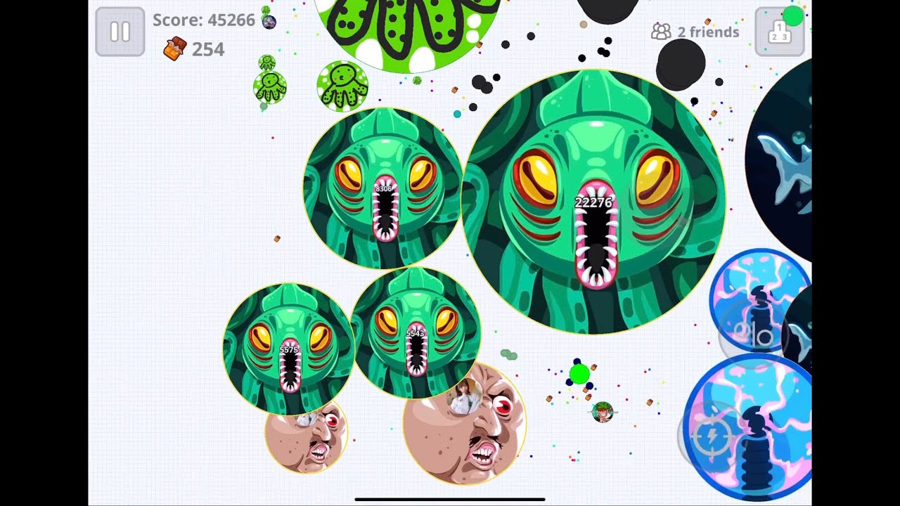 【Agar.io Mobile】超激アツで過密な養分bot鯖を数押しLiveと取り合い！with 馬