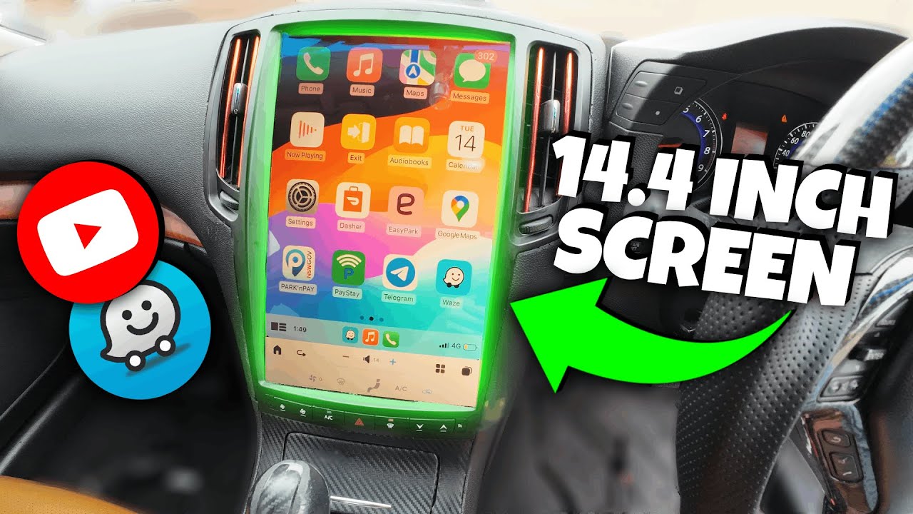 Infiniti G35 2006-2009 гг., 14,4-дюймовый экран Tesla с беспроводным Apple CarPlay и Android Auto