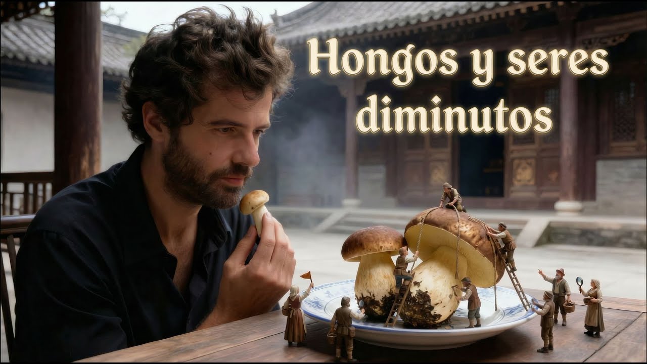 Un hongo con el que se ven diminutos seres 🍄