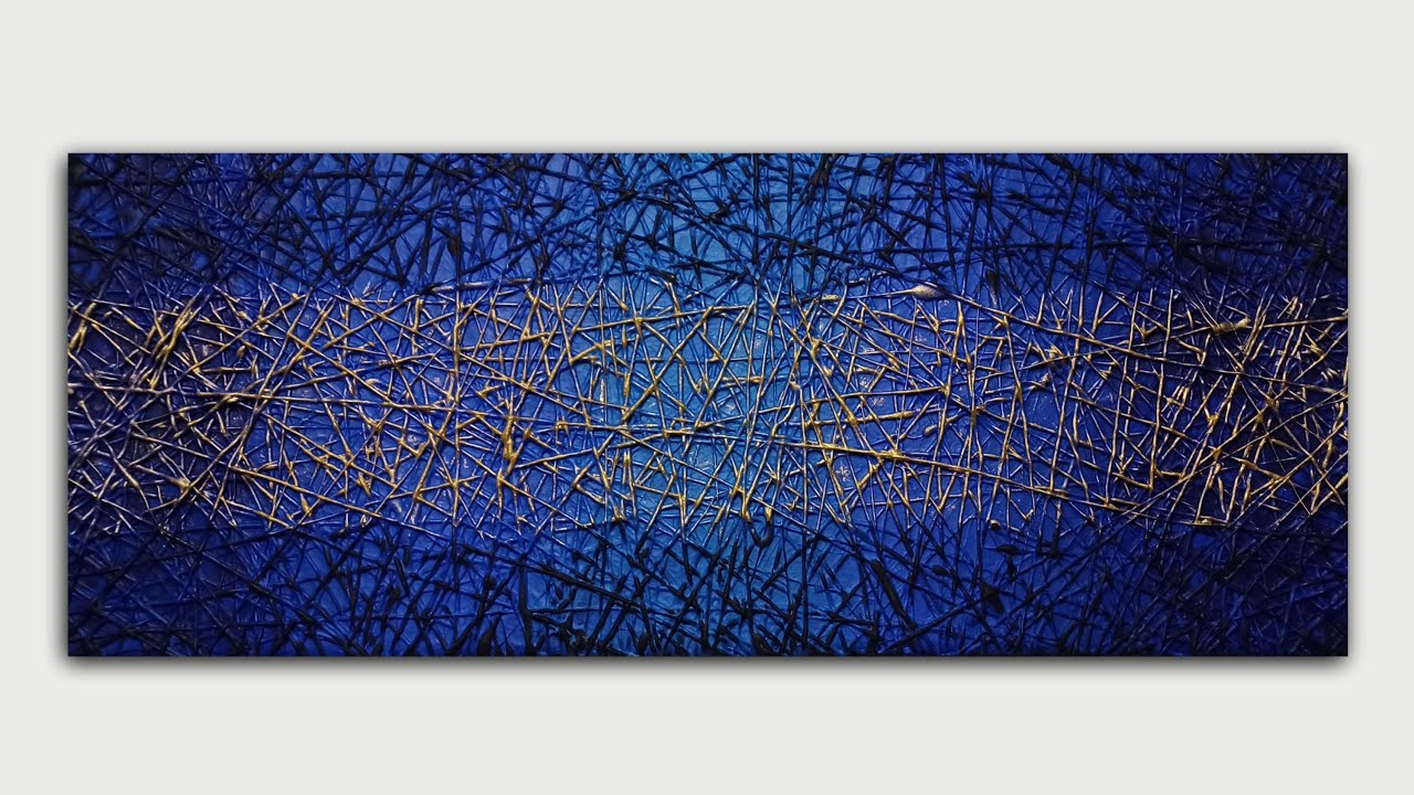 Textured 3D Abstract Painting: Hot Glue Texture with Gold Highlights, Acrylic Painting Tutorial