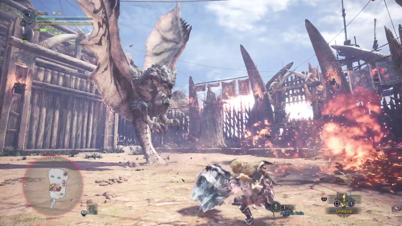 MHW | Solo Arena: Azure Rathalos || Hammer || 5'28''98 [No-Flash]