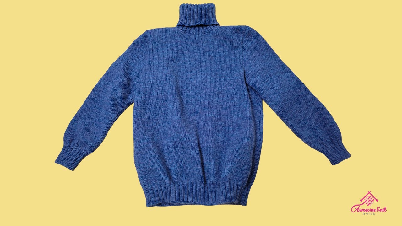 대바늘 남성 목폴라 스웨터