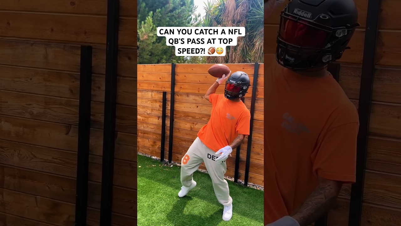 Can You Catch A NFL QB&rsquo;s Top Speed Pass?! 🏈😳🔥 #football #viral #nfl
