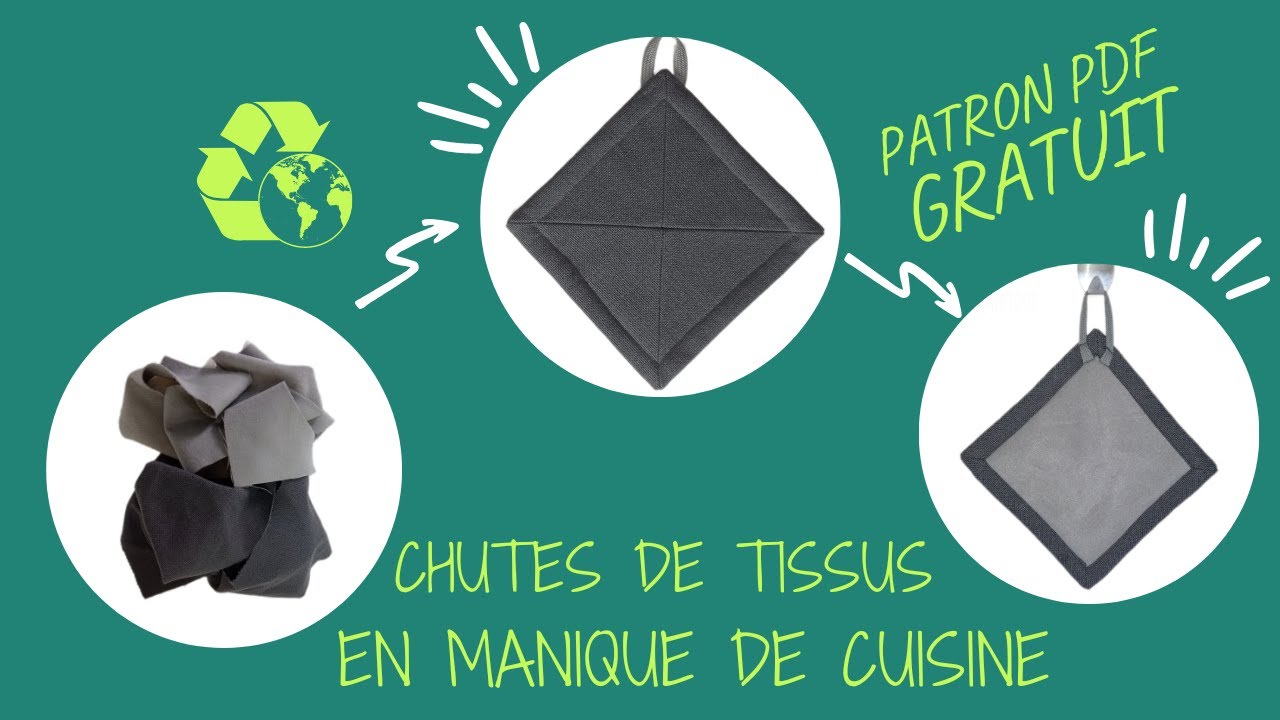 Projet recyclage des chutes de tissus : coudre une manique de cuisine: Patron gratuit
