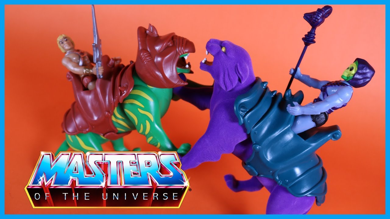 Super7 ReAction Masters of the Universe BATTLE CAT/HE-MAN & PANTHOR/SKELETOR Action Figure Review