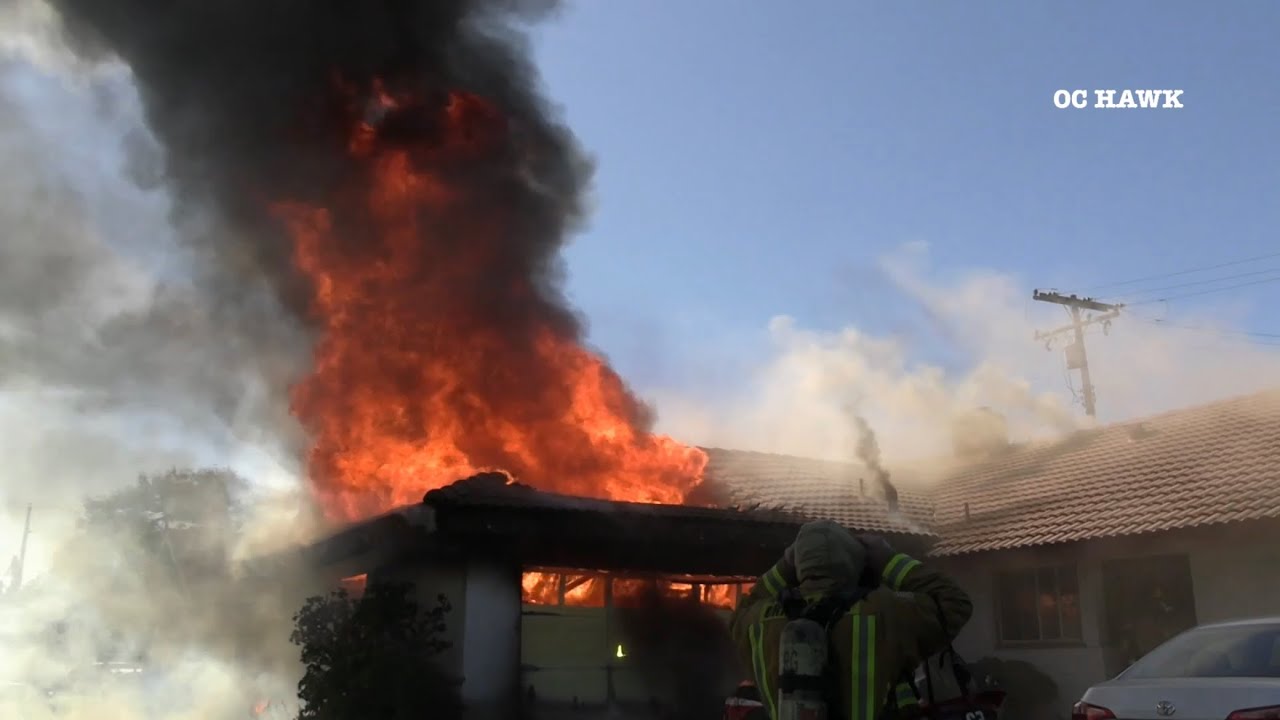 Anaheim fully engulfed garage fire