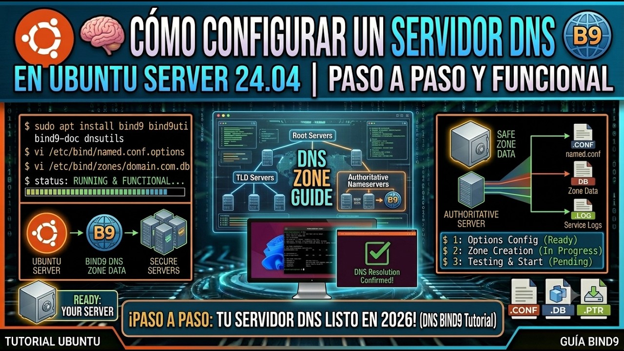 🧠 Cómo Configurar un Servidor DNS con BIND9 en Ubuntu Server 24.04 | Paso a Paso y Funcional