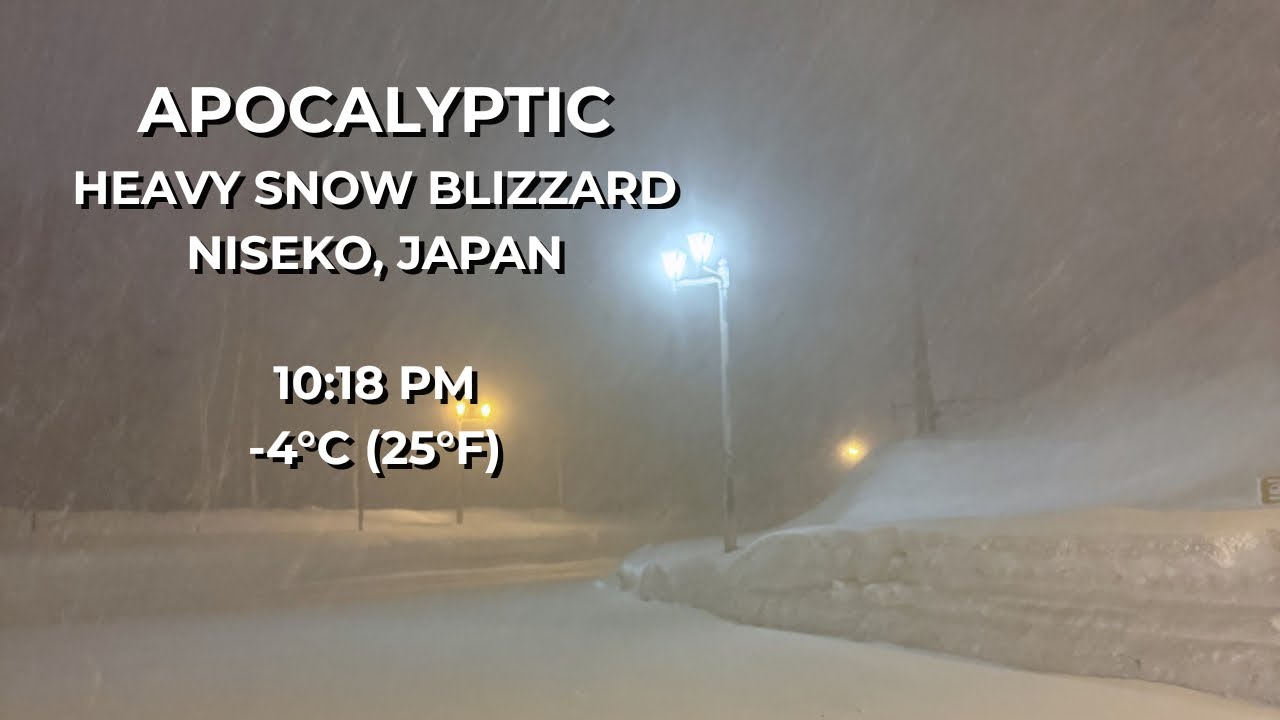 Apocalyptic Heavy Snow Blizzard in Niseko: Midnight Walk | Japan [4K] | Quiet Walk #033