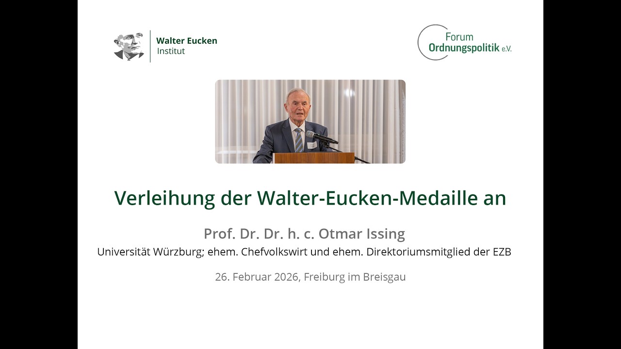 Verleihung der Walter-Eucken-Medaille an Otmar Issing, 26. Februar 2026 in Freiburg