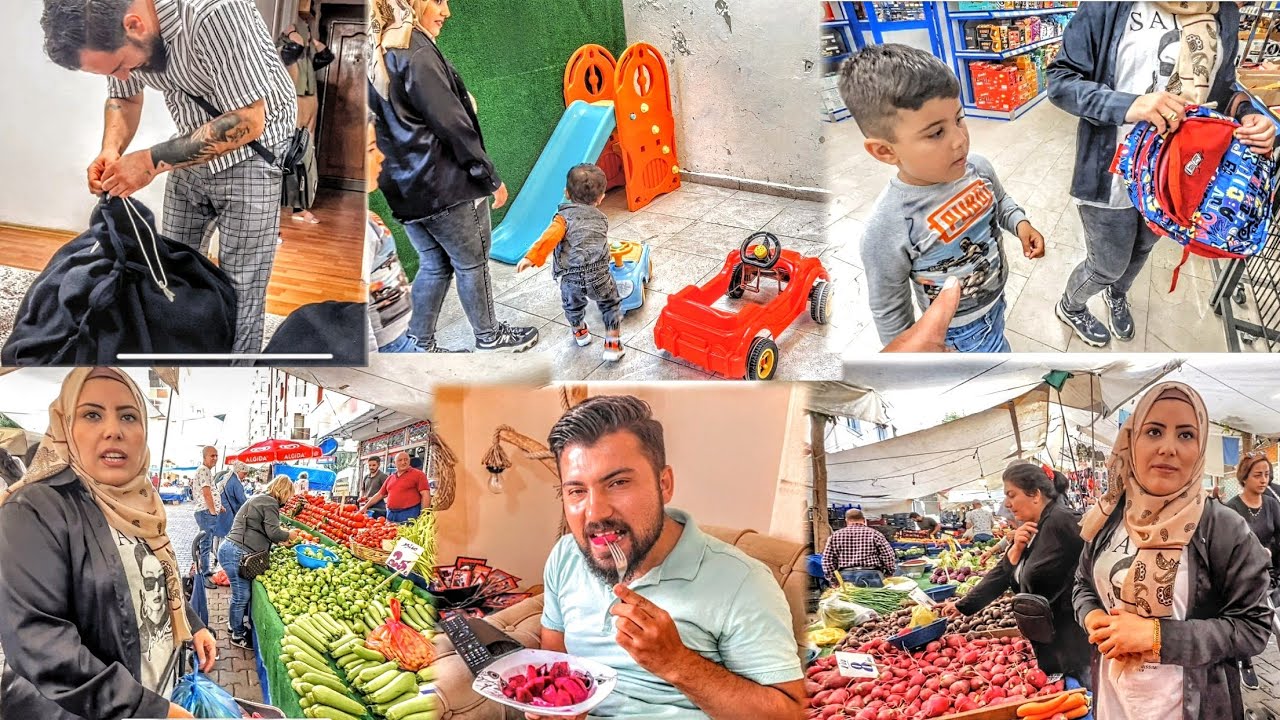 بعتنا حمودة عالمدرسة🏫 ومشترياتنا بالبازار جربنا فواكه جديدة 🍅🍉 وجبنا غراض حفلة جنس البيبي