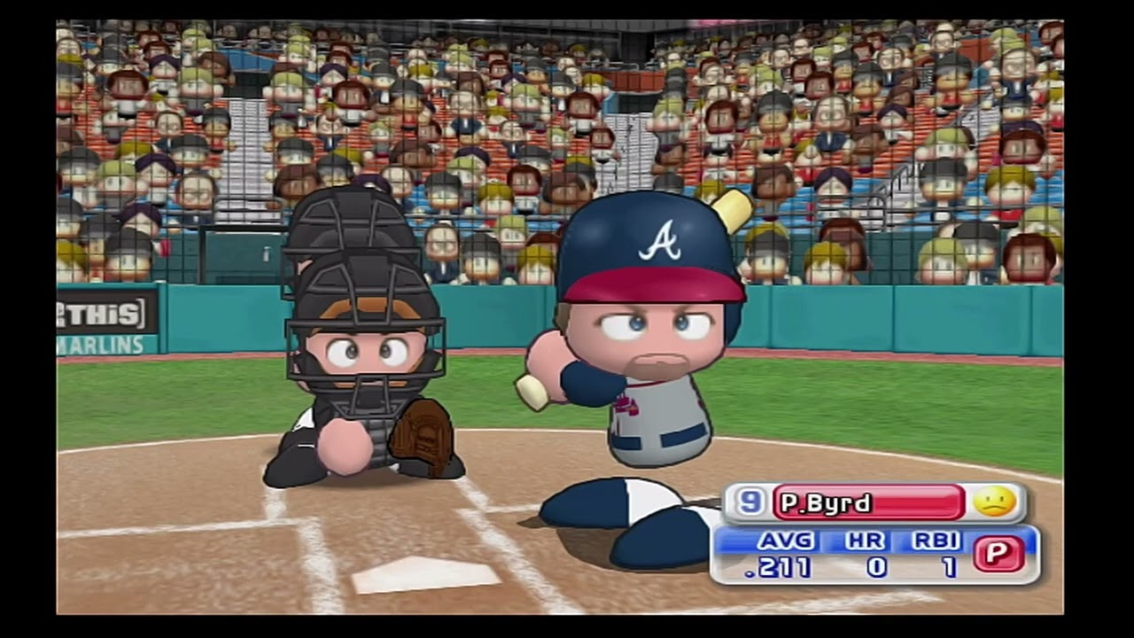 MLB Power Pros 2008 (Wii) (Florida Marlins Season) Game #100: ATL @ FLA