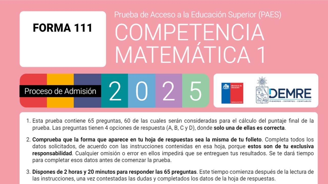 REVISIÓN PAES M1 - ADMISIÓN 2025 - INVIERNO
