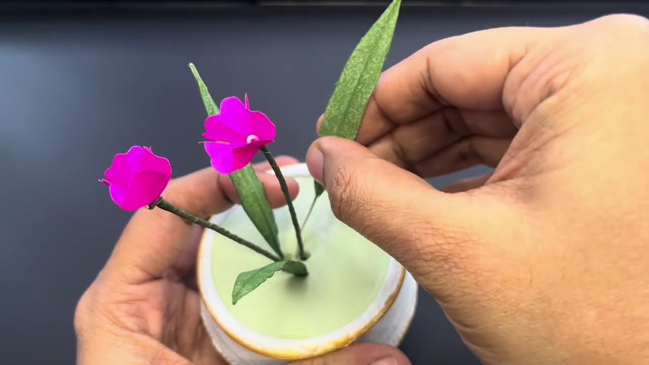 DIY Paper Flowers in Mini Pot | Easy Flower vase Making for Home Décor |CraftColors #papercraft #diy