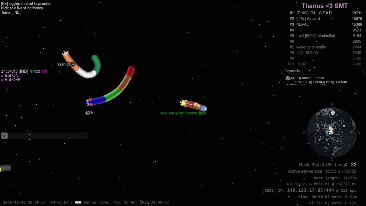 IND SLITHER.IO TEAM : THANOS