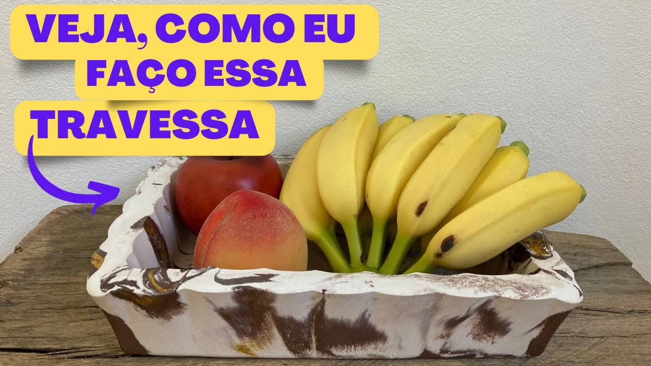 Como fazer TRAVESSA com Argamassa AC3 branca marmorizado marrom e ocre | PEÇA DE CIMENTO
