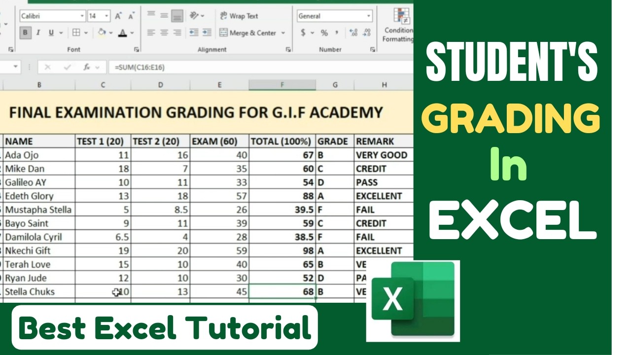 How to calculate students grades in Excel || best Excel tutorial