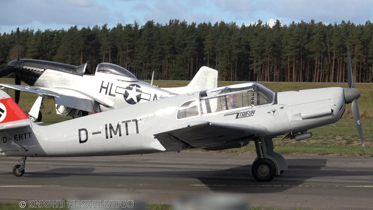 Messerschmitt Bf/Me 108 B Taifun Taxiing and Takeoff - Great ARGUS As 10 Engine Sound!