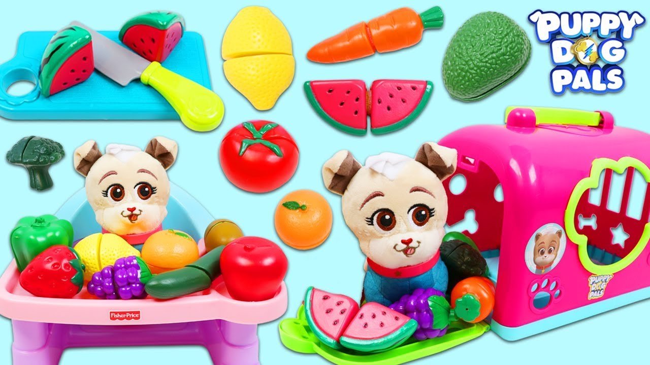 Puppy Dog Pals Keia Eats Toy Fruits and Vegetables!