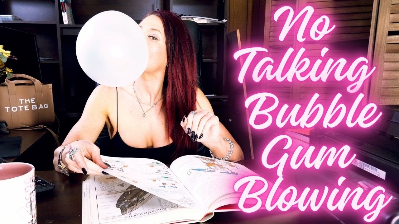 ASMR Role Play Big Bubble Gum Blowing & Page Turning NO TALKING