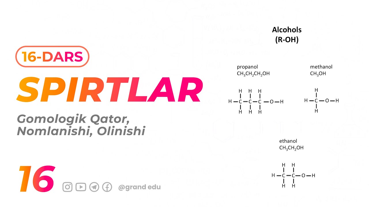Spirtlar | Kimyo | Organika 15-dars