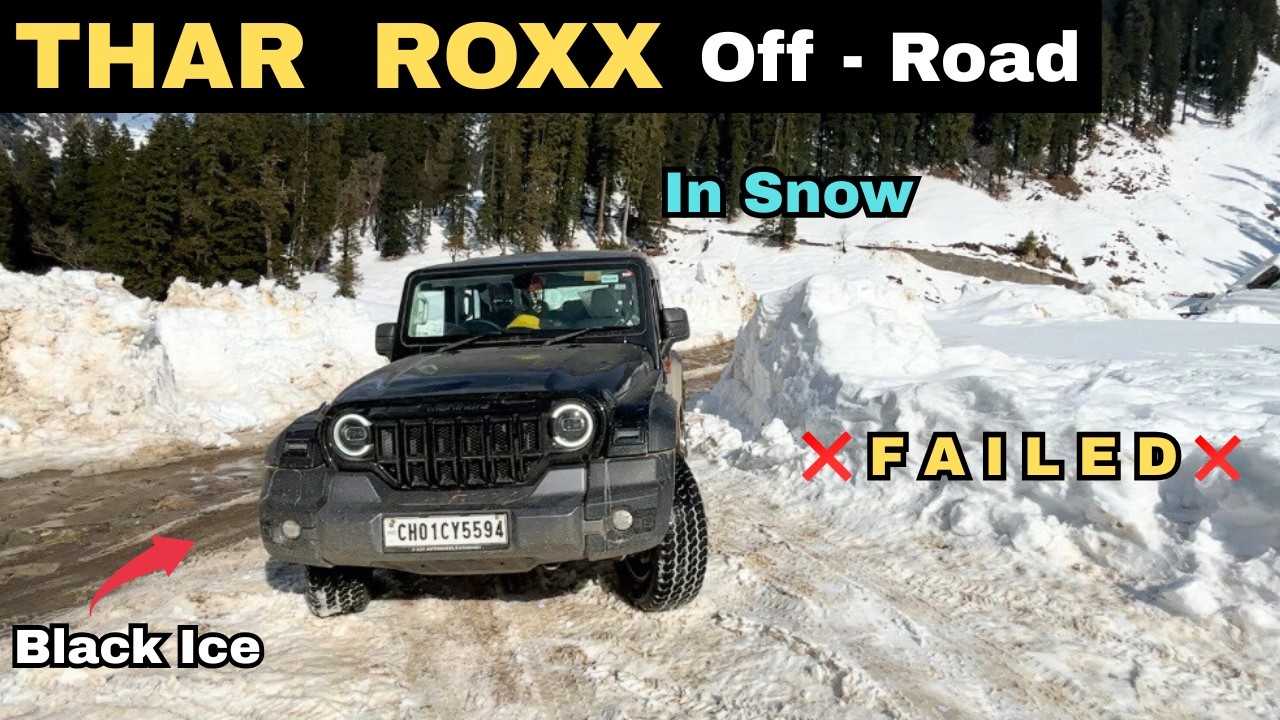 Thar Roxx | 4x4 Test in Snow | Thar Roxx 5 Door Off Roading in Black Ice | Thar Roxx Mx5