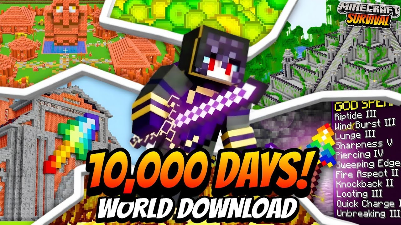 I Survived 10,000 DAYS In Minecraft Survival🤯! [World Download]