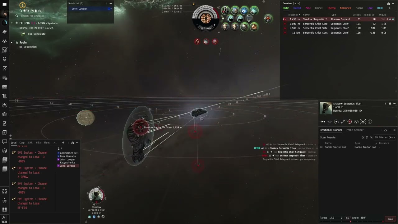 Shadow Serpentis Titan NPC vs Moros