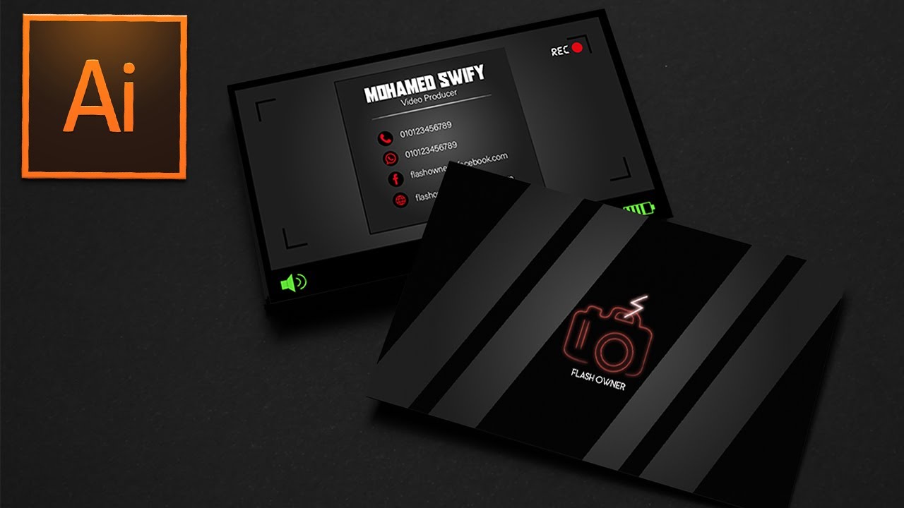 🛑Business card design تصميم كارت شخصي للمبتدئين🛑ILLUSTRATOR TUTORIAL