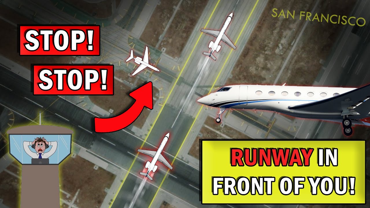 NEAR DISASTER | Business Jet Error Nearly Crossing Takeoff Runway at SFO!
