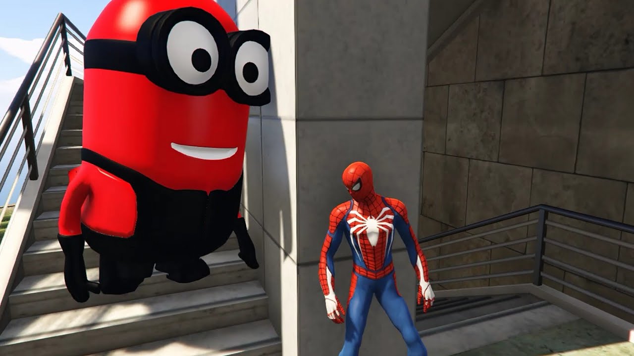 GTA 5 Epic Ragdolls RED SPIDERMAN VS RED MINION VS GREEN MINION (Euphoria Physics & Funny Fails)#2 