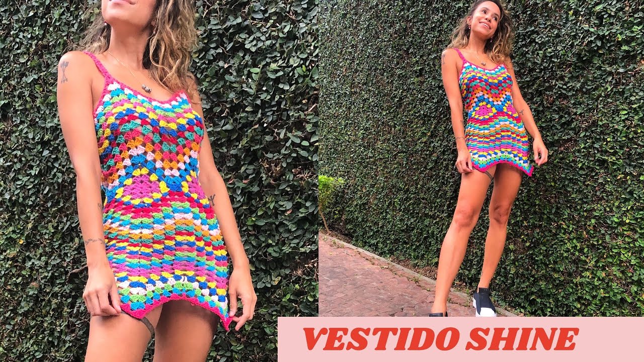 VESTIDO SHINE GRANNY SQUARE - CROCHÊ FÁCIL - TUTORIAL PAP