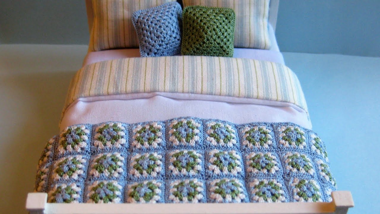 1/12th Scale Crocheted Granny Square Throw / Afghan