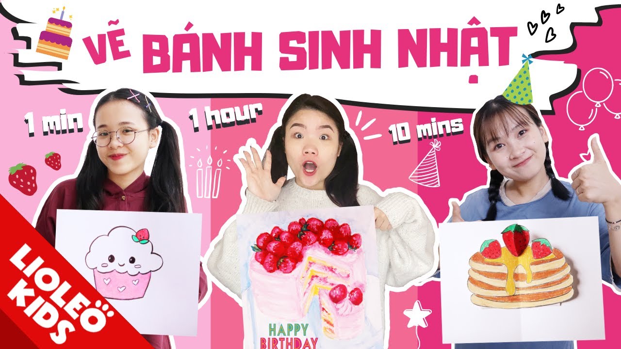 Vẽ BÁNH SINH NHẬT 1 phút vs 10 phút vs 1 tiếng - Cô Thảo Mai và công cuộc GIẢM CÂN bất tận!!!