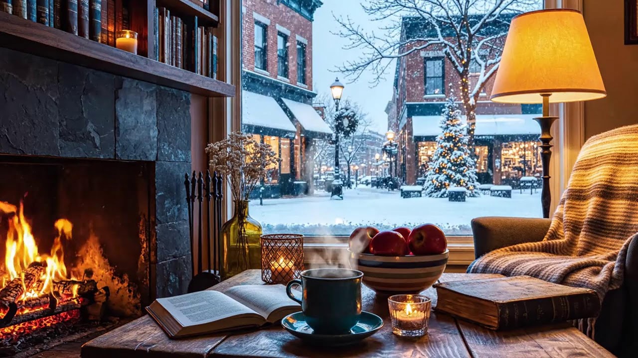 Snow Outside, Jazz Inside 🔥 Cozy Café Ambience for Focused Work & Study