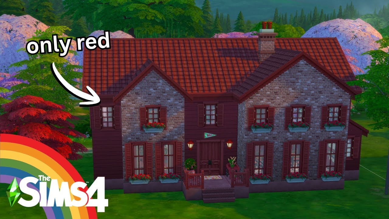 building ONLY with RED in the Sims 4 - Rainbow Neighborhood