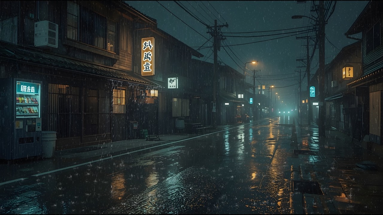 Nighttime Atmosphere with Rainy Weather in Japan 🌧️ Lofi Beats for Sleeping, Studying, and Relaxing