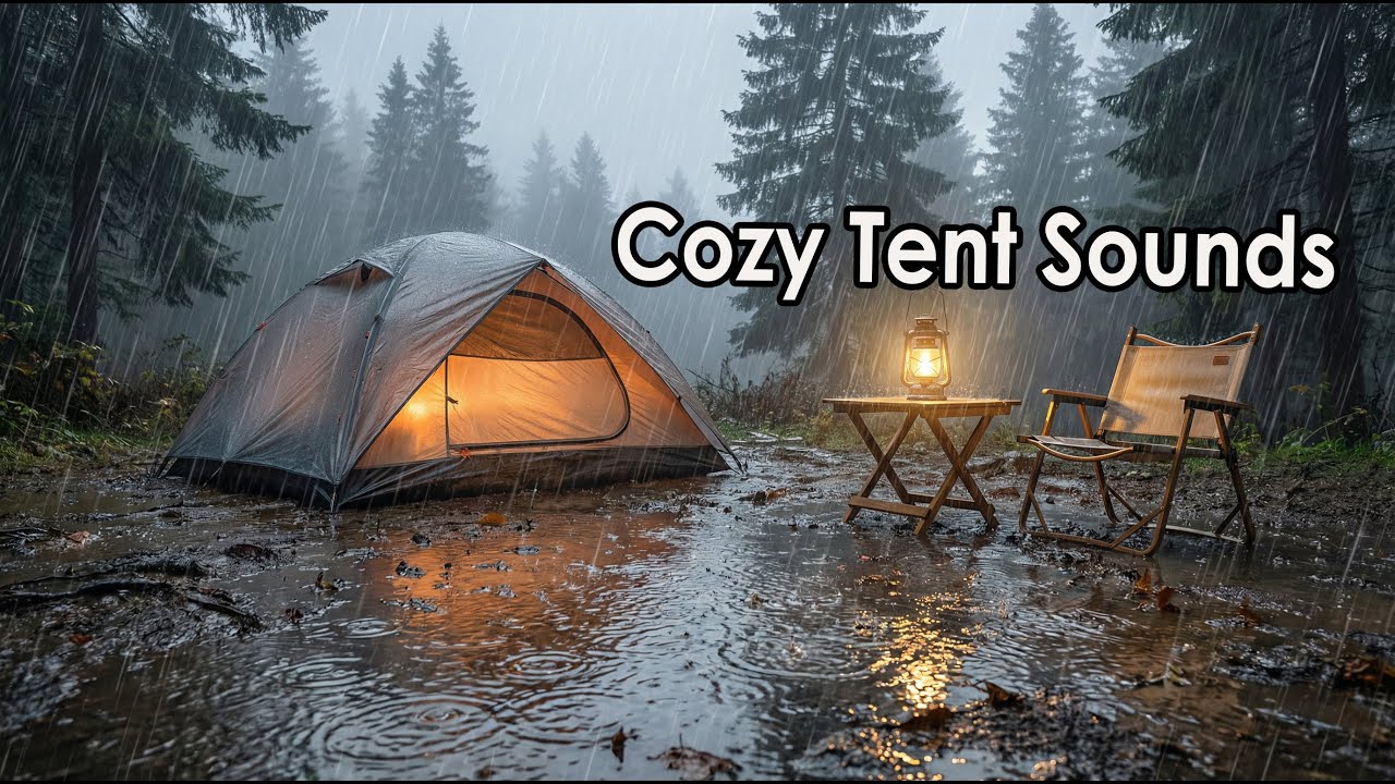 Camping in the Forest During Heavy Rain 🌲 Cozy Tent Sounds