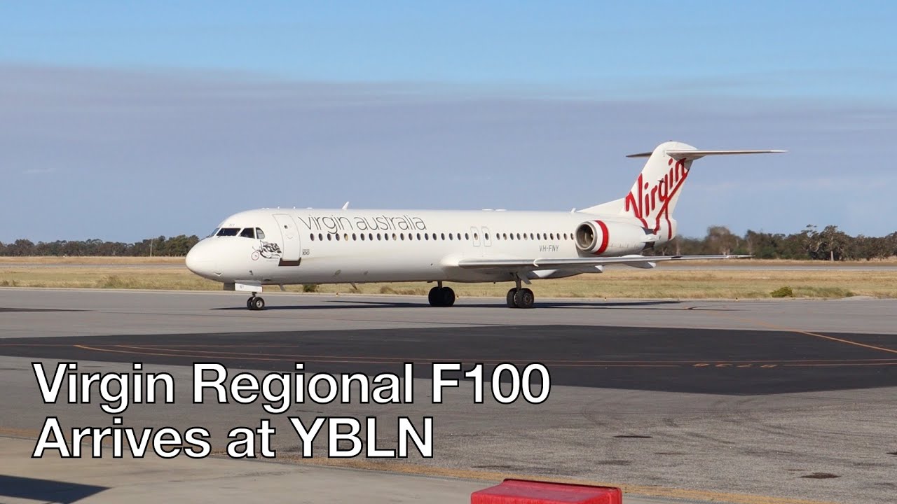 Virgin Australia Regional Airlines Fokker F100 VH-FNY arrives at Busselton Regional Airport (YBLN)