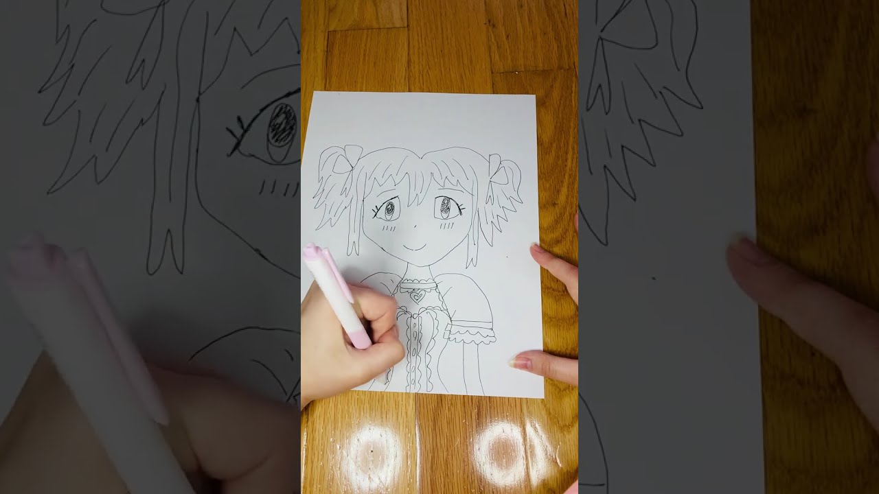 Anime Girl Drawing (Pencil + Crayons)