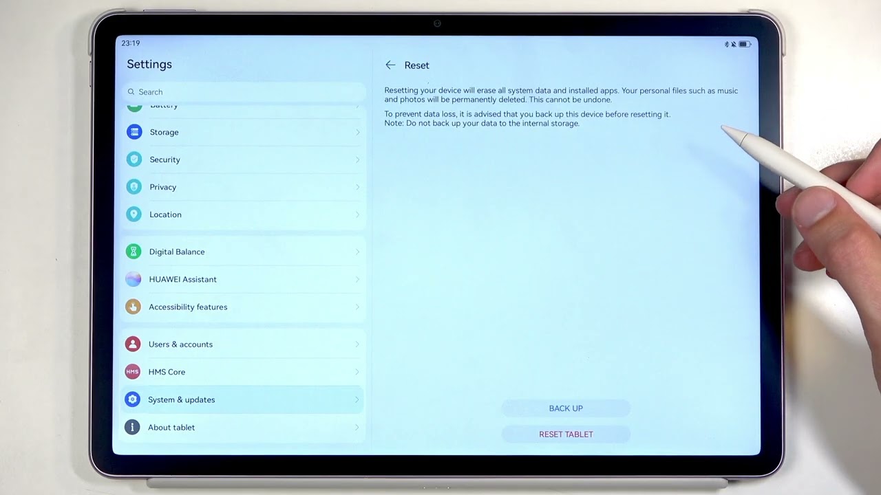 HUAWEI MatePad 11.5 PaperMatte – Factory Reset and Data Wipe