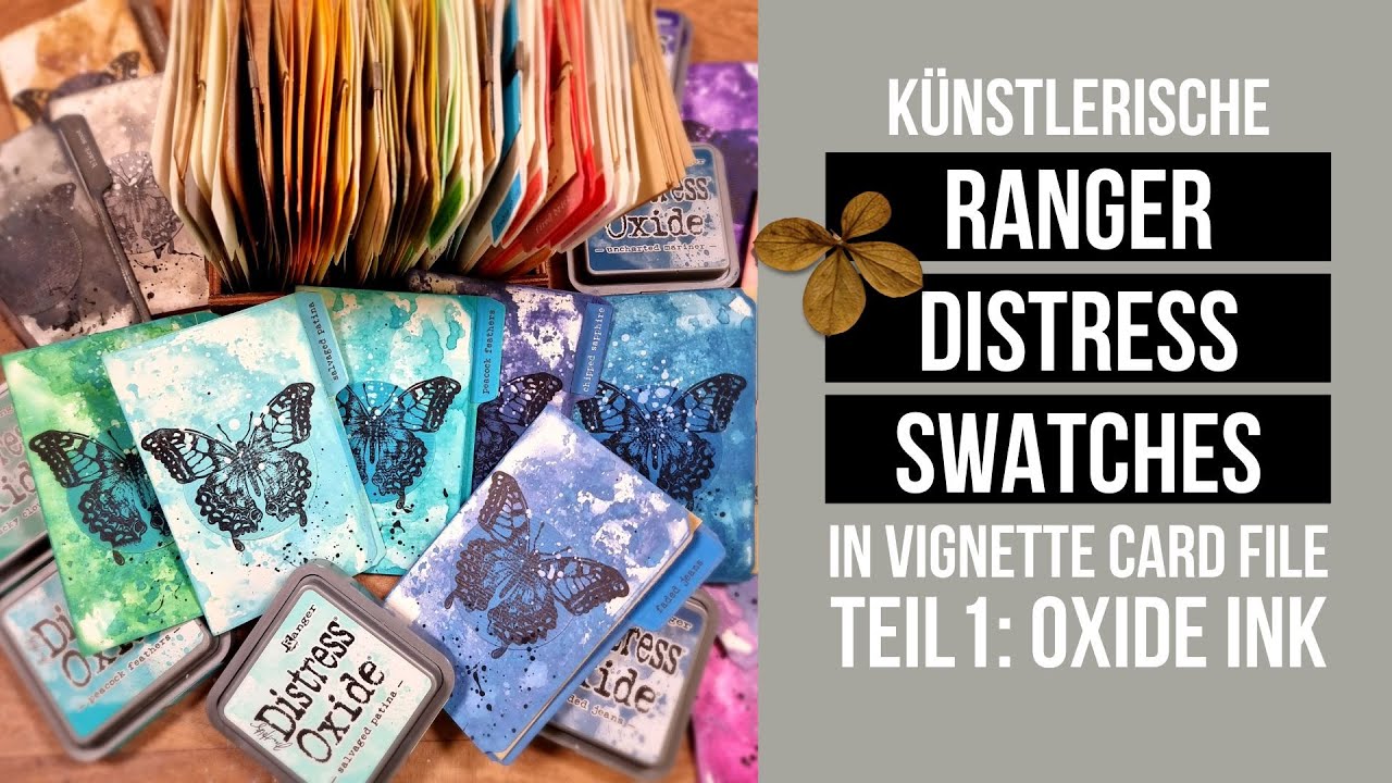 künstlerische RANGER DISTRESS SWATCHES in vignette card file - TEIL1: OXIDE INK