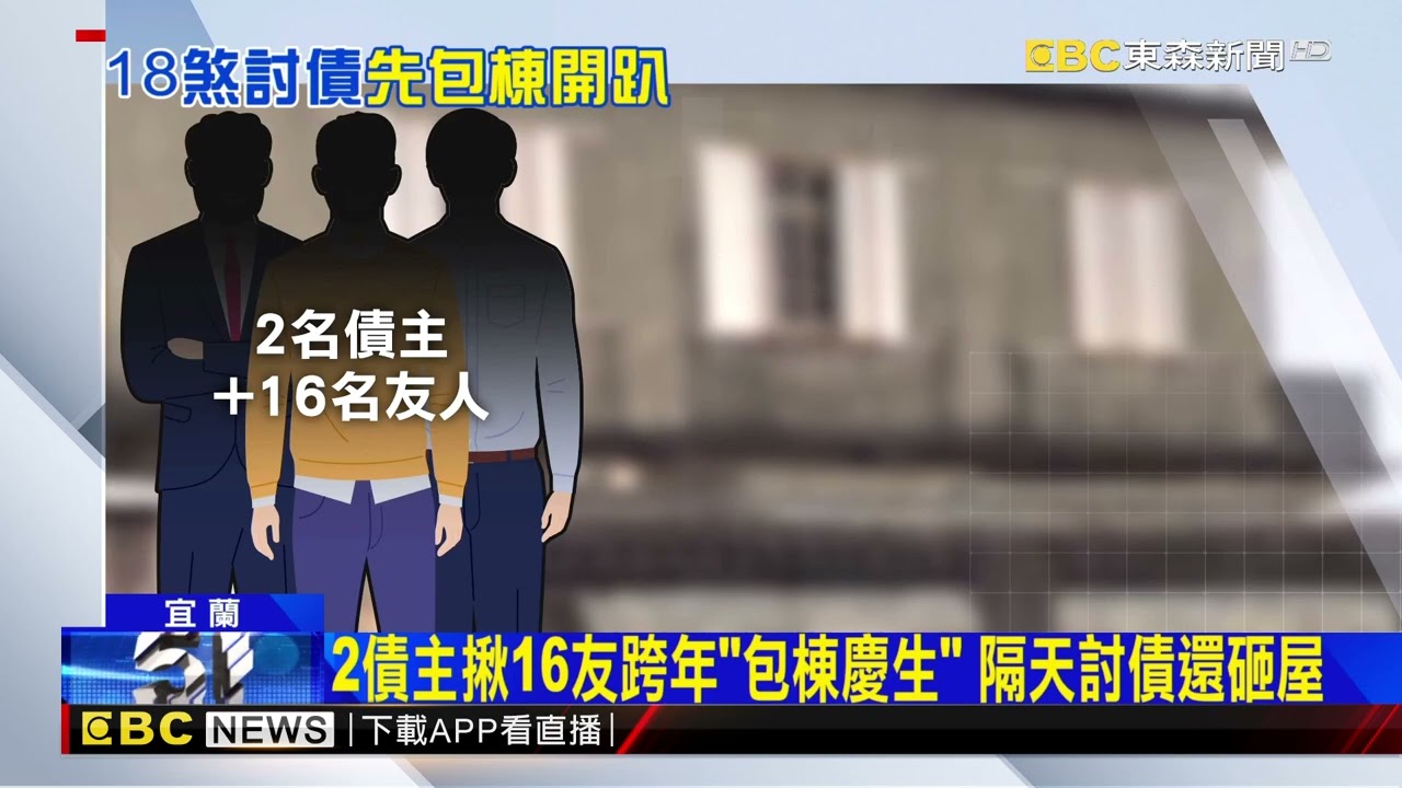 2債主揪16友跨年包棟開趴 隔天討債砸屋 @newsebc