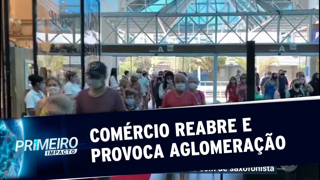 Shopping de Blumenau tem aglomeração em reabertura após quarentena | Primeiro Impacto (23/04/20)