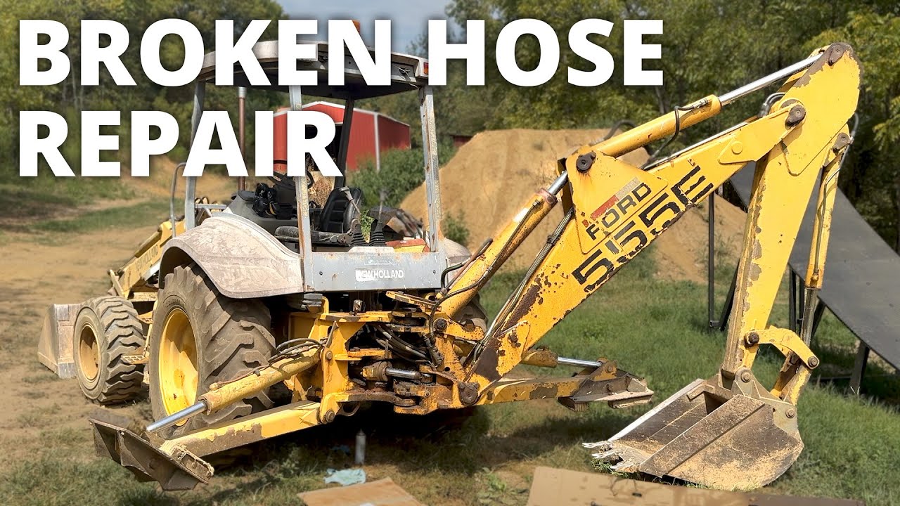 Backhoe Hydraulic Hose Repair, Swing Cylinder - Ford 555E New Holland