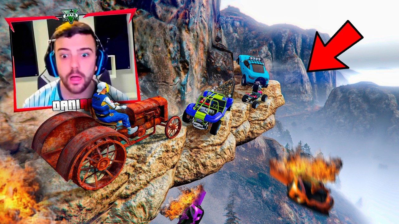 PARKOUR CON COCHES ALEATORIOS Y EL &Uacute;LTIMO EXPLOTA EN UN ACANTILADO!! - GTA 5 ONLINE