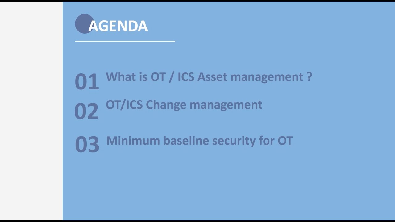 تسجيل محاضرة:  Asset Management and Management of change for OT