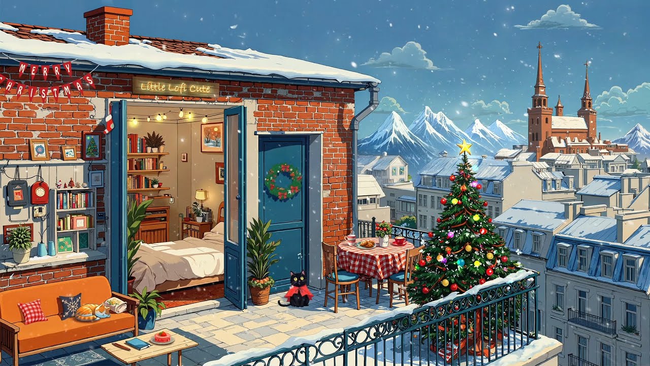 Morning Coffee on the Rooftop ☕ Winter Christmas Vibes for Positive Mood ✨  Lofi Chill for Relax