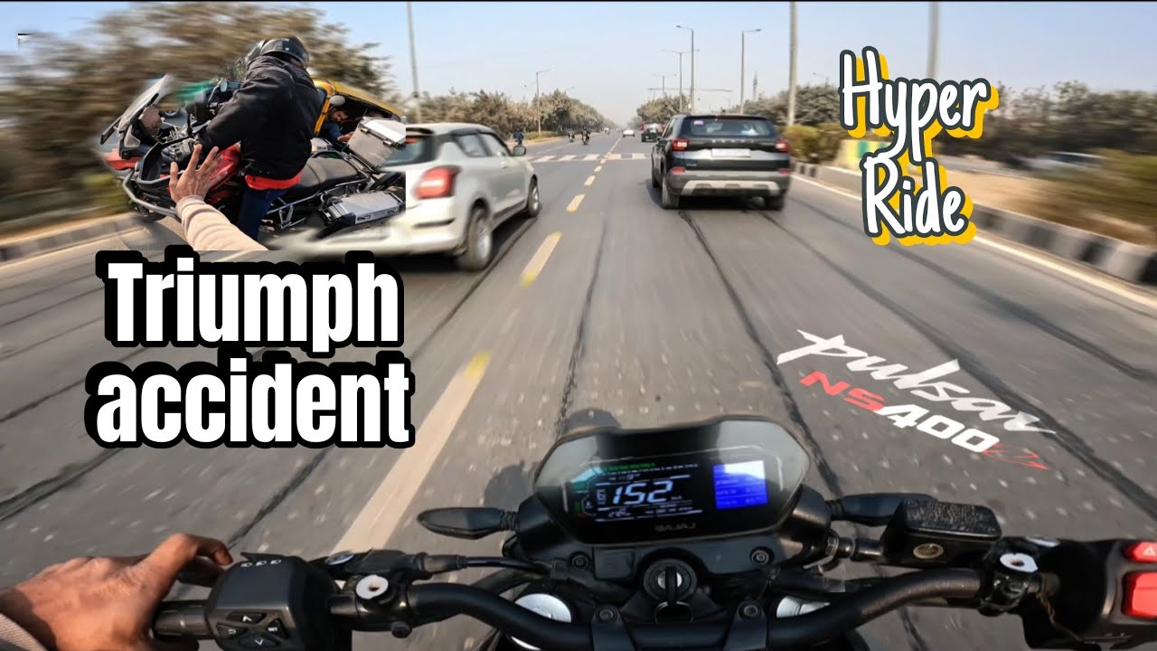 Pulsar Ns400z ug//🔥 Pure Hyper Ride😱🔥//triumph accident 😢//#bajaj #triumph #ns400 #rider #motovlog