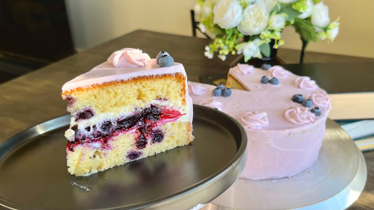 Lemon Blueberry Cake with blueberry filling 🍋 | lemon cream cheese frosting