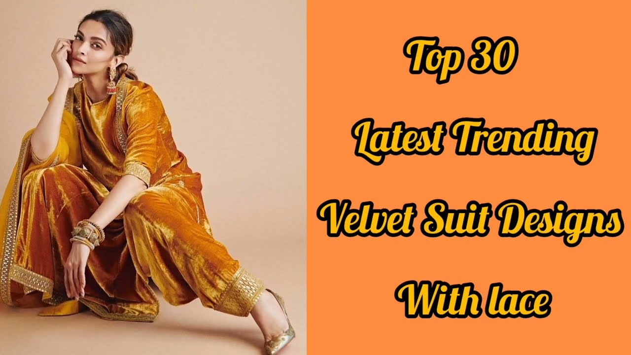 Top 30 latest trending velvet suit designs with lace/Plain velvet suit/Winter suit design ideas2024